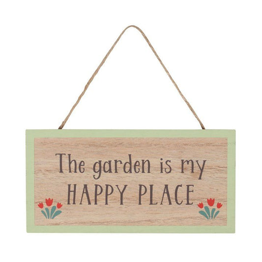 The Garden Is My Happy Place Hanging Sign - Scents & Gifts UK
