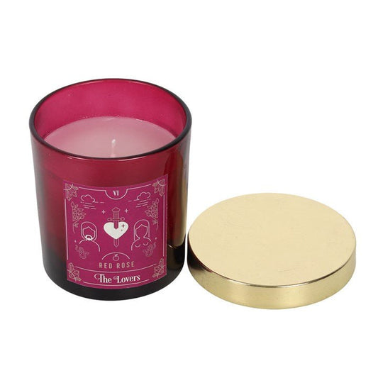 The Lovers Red Rose Tarot Candle - Scents & Gifts UK