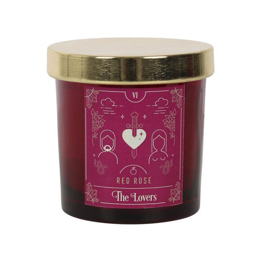 The Lovers Red Rose Tarot Candle - Scents & Gifts UK