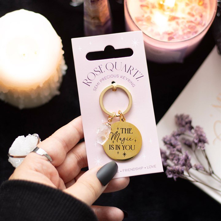 The Magic Is In You Rose Quartz Crystal Keyring - Scents & Gifts UK