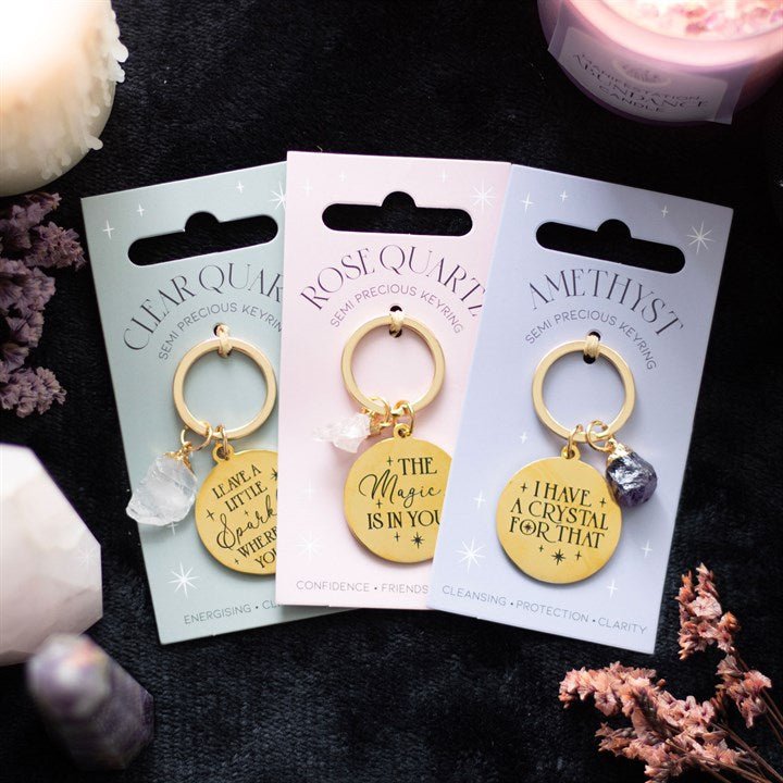 The Magic Is In You Rose Quartz Crystal Keyring - Scents & Gifts UK