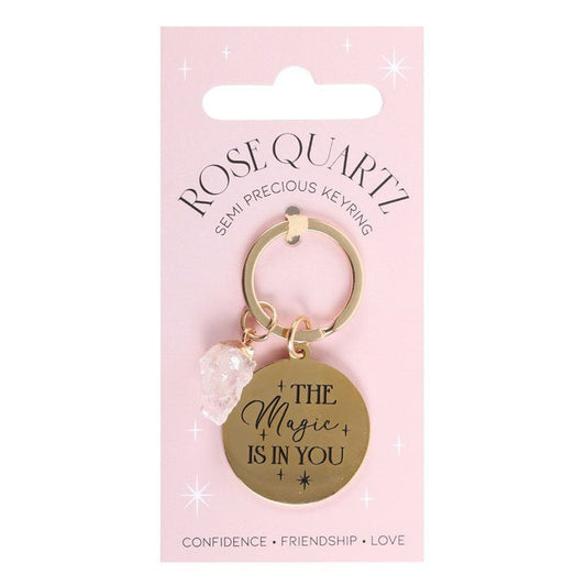 The Magic Is In You Rose Quartz Crystal Keyring - Scents & Gifts UK