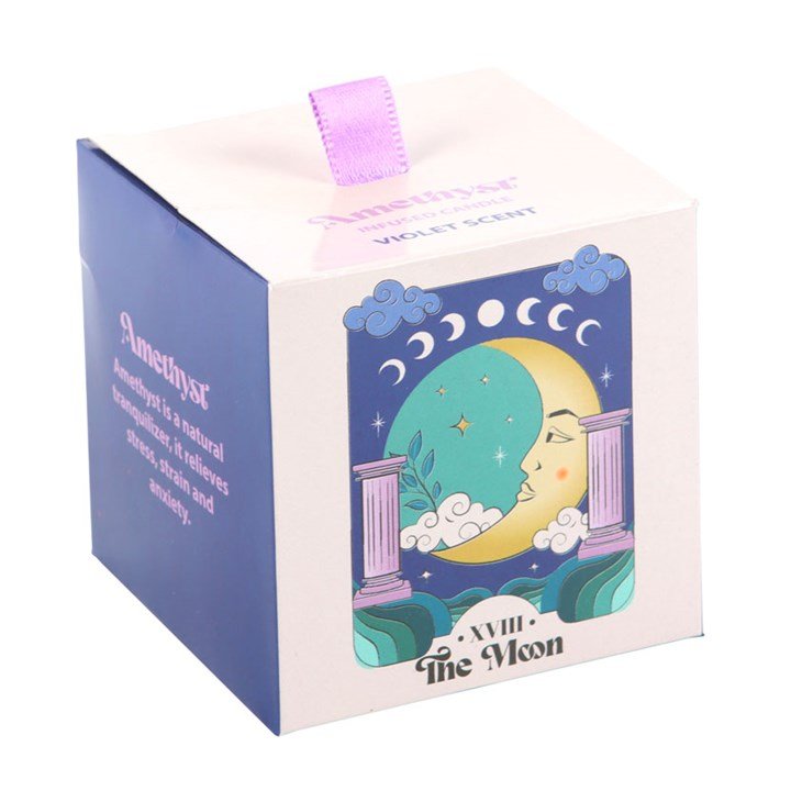 The Moon Amethyst Crystal Chip Candle - Scents & Gifts UK