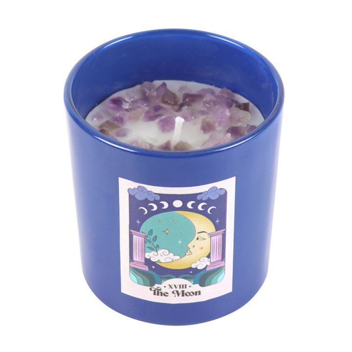 The Moon Amethyst Crystal Chip Candle - Scents & Gifts UK