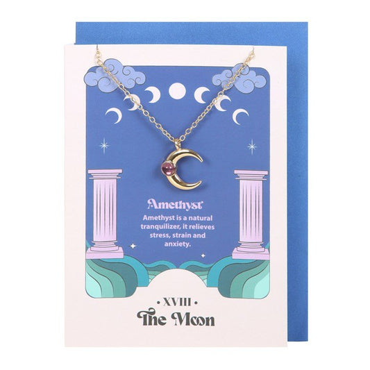 The Moon Celestial Amethyst Necklace Card - Scents & Gifts UK