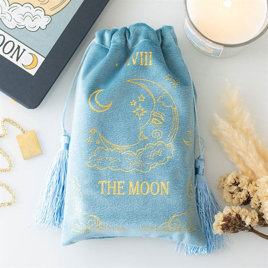 The Moon Vintage Tarot Velvet Drawstring Bag - Scents & Gifts UK