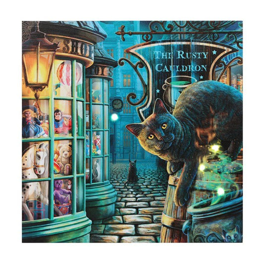 The Rusty Cauldron Light Up Canvas Plaque by Lisa Parker - Scents & Gifts UK