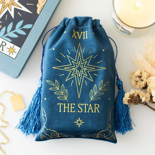 The Star Vintage Tarot Velvet Drawstring Bag - Scents & Gifts UK