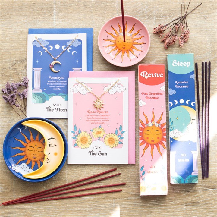 The Sun Celestial Rose Quartz Necklace Card - Scents & Gifts UK
