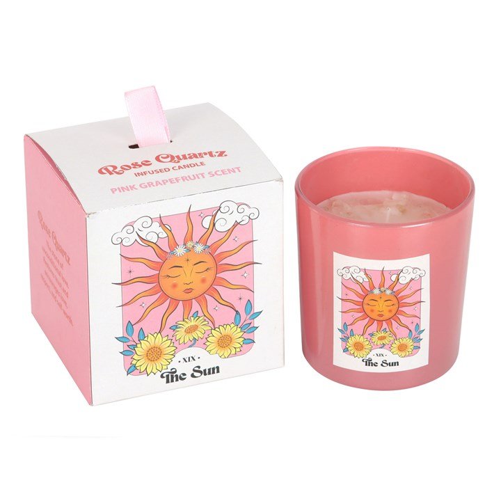 The Sun Rose Quartz Crystal Chip Candle - Scents & Gifts UK