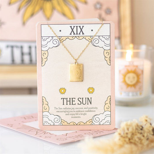 The Sun Vintage Tarot Necklace on Greeting Card - Scents & Gifts UK