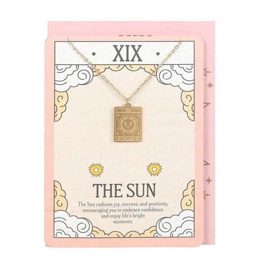The Sun Vintage Tarot Necklace on Greeting Card - Scents & Gifts UK