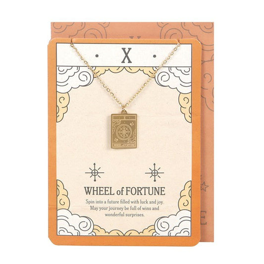 The Wheel of Fortune Vintage Tarot Necklace on Greeting Card - Scents & Gifts UK
