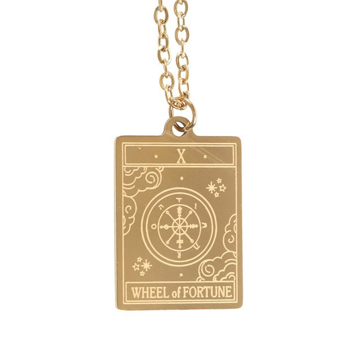 The Wheel of Fortune Vintage Tarot Necklace on Greeting Card - Scents & Gifts UK
