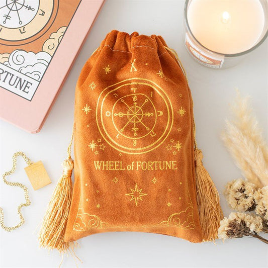 The Wheel of Fortune Vintage Tarot Velvet Drawstring Bag - Scents & Gifts UK