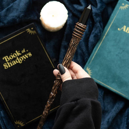 Thin Protection Black Obsidian Crystal Wand - Scents & Gifts UK
