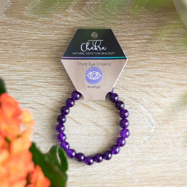 Third Eye Chakra Amethyst Gemstone Bracelet - Scents & Gifts UK