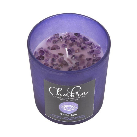 Third Eye Chakra Lavender Crystal Chip Candle - Scents & Gifts UK