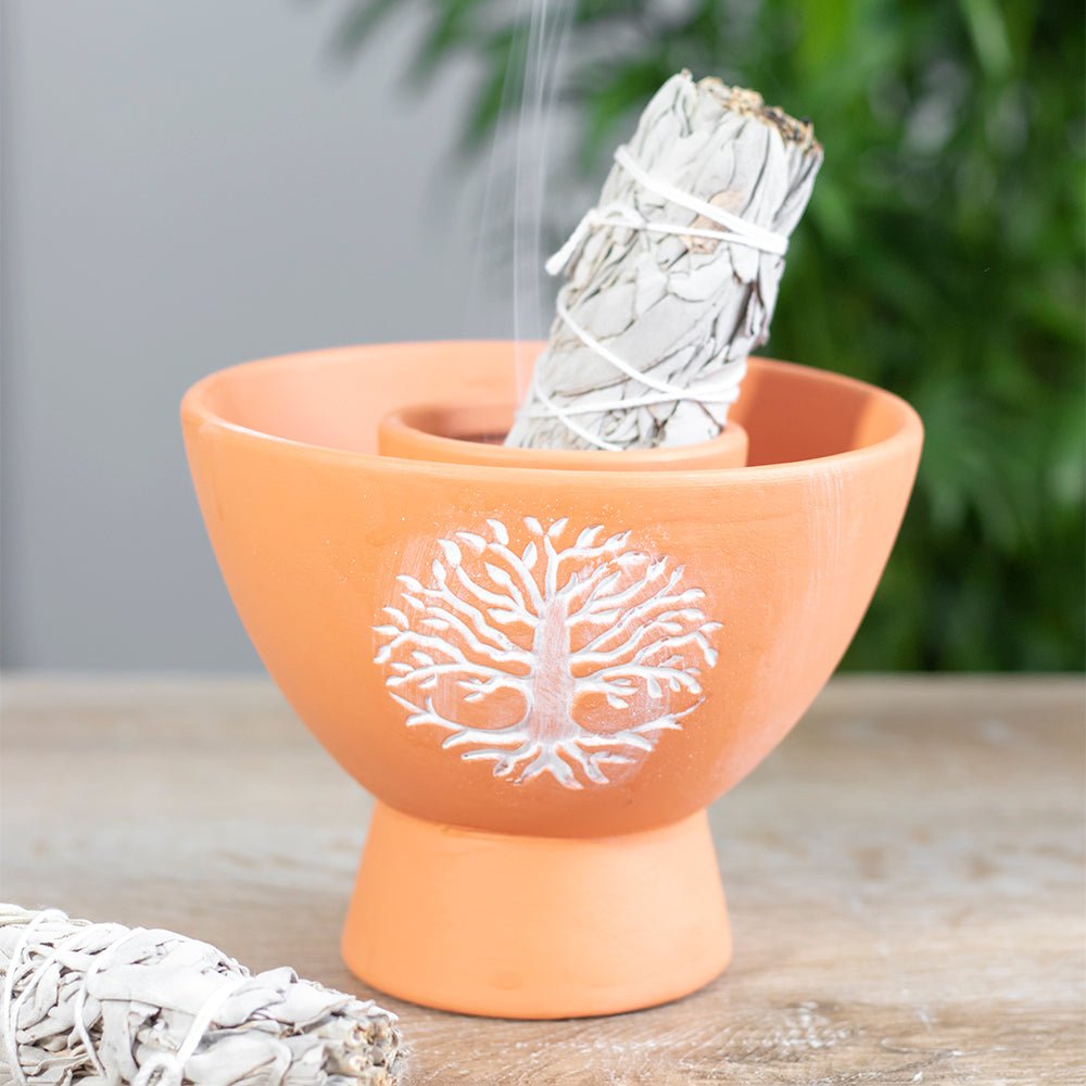 Tree of Life Terracotta Smudge Bowl - Scents & Gifts UK
