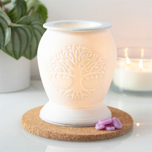 Tree of Life White Ceramic Electric Oil Burner and Wax Warmer - Scents & Gifts UK