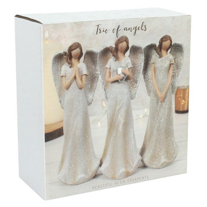 Trio of Small Glitter Angels - Scents & Gifts UK