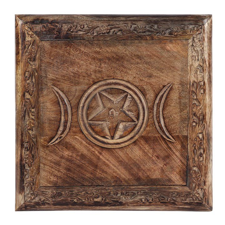 Triple Moon Altar Table with Detailed Border - Scents & Gifts UK