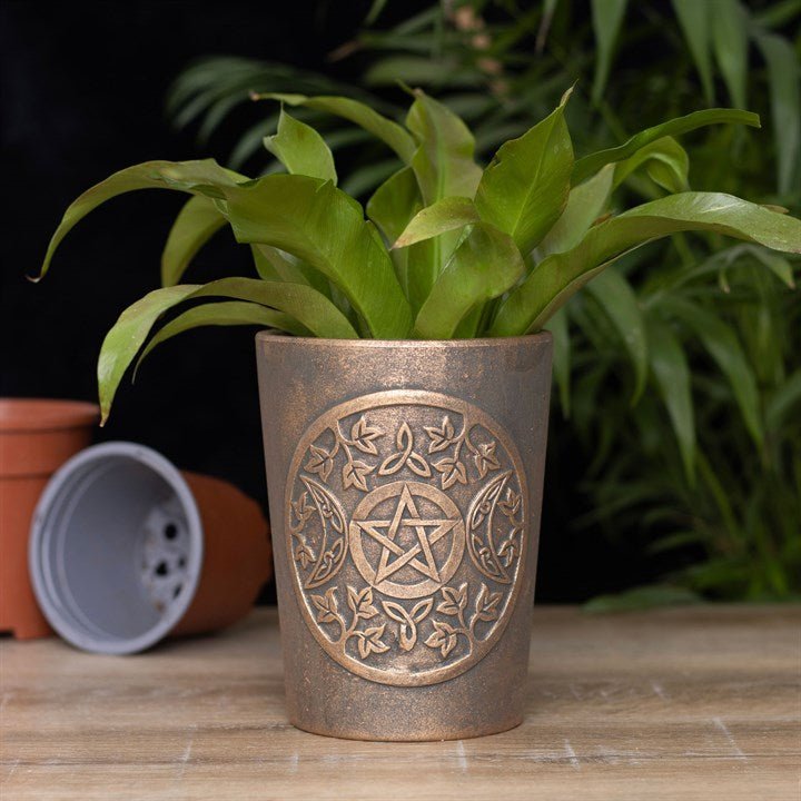 Triple Moon Bronze Terracotta Plant Pot by Lisa Parker - Scents & Gifts UK