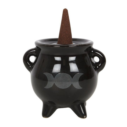 Triple Moon Cauldron Ceramic Incense Holder - Scents & Gifts UK