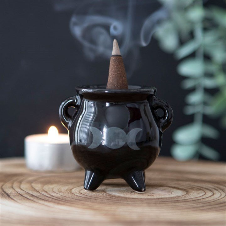 Triple Moon Cauldron Ceramic Incense Holder - Scents & Gifts UK