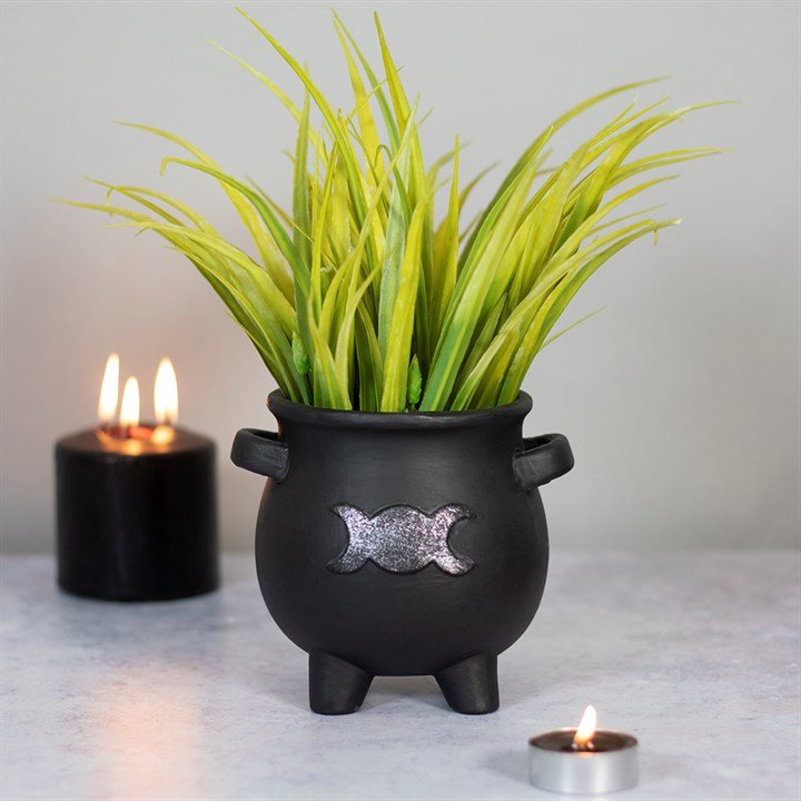 Triple Moon Cauldron Terracotta Plant Pot - Scents & Gifts UK
