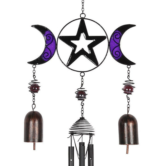 Triple Moon Windchime with Bells - Scents & Gifts UK