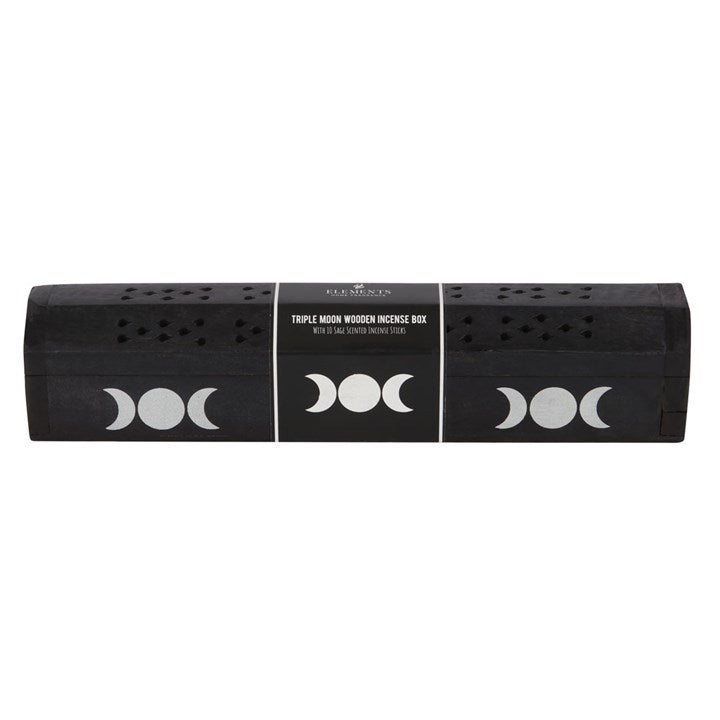 Triple Moon Wooden Sage Incense Box Set - Scents & Gifts UK