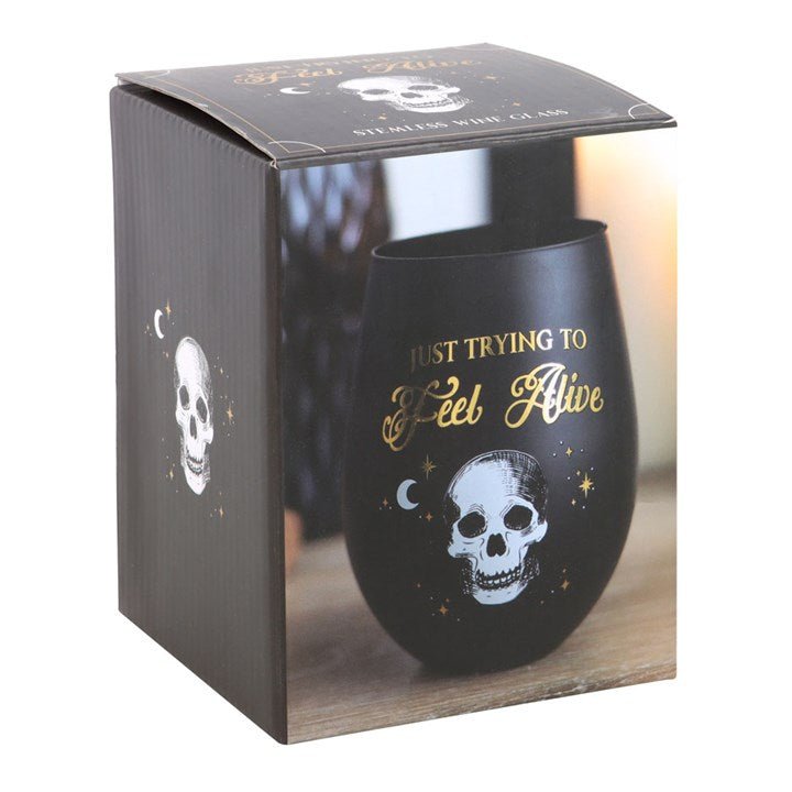 Trying to Feel Alive Stemless Wine Glass - Scents & Gifts UK