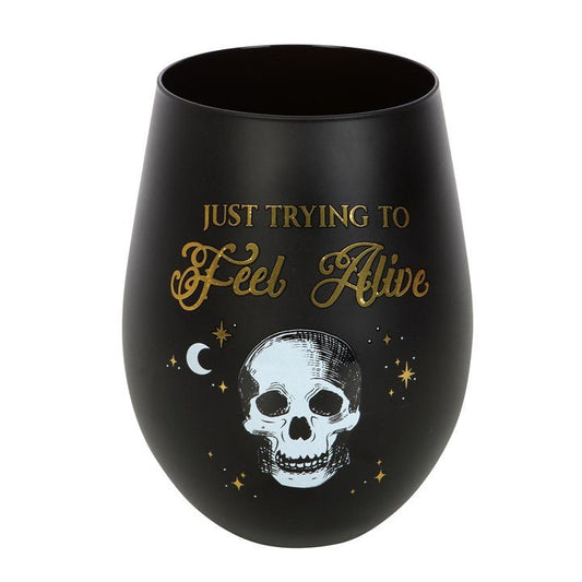 Trying to Feel Alive Stemless Wine Glass - Scents & Gifts UK
