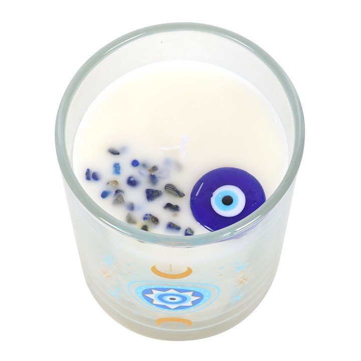 Under Watchful Eyes White Rose Candle with Crystals - Scents & Gifts UK