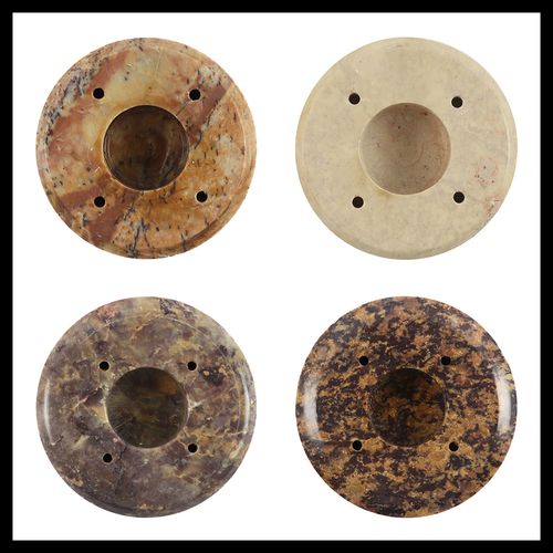 Set of 4 Round Soapstone Incense Holders