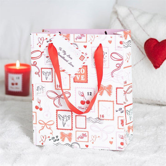 Valentine Postage Stamp Print Gift Bag - Scents & Gifts UK