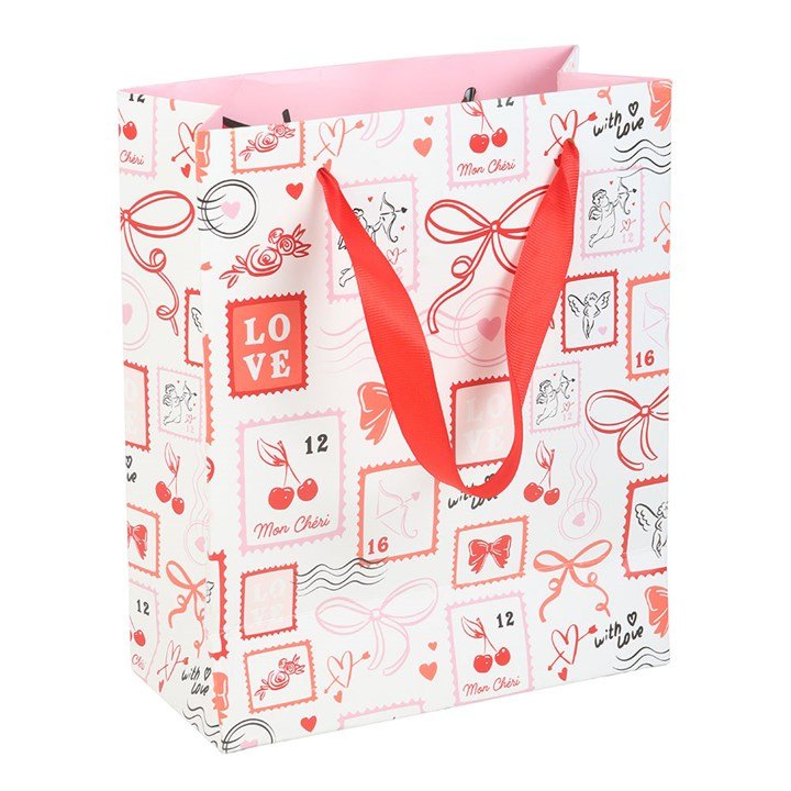 Valentine Postage Stamp Print Gift Bag - Scents & Gifts UK