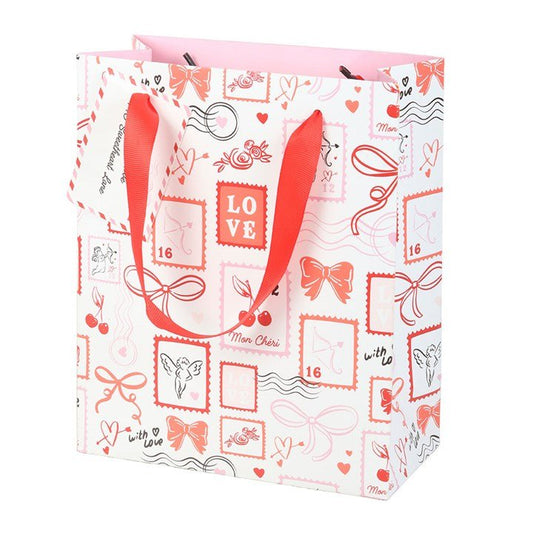 Valentine Postage Stamp Print Gift Bag - Scents & Gifts UK