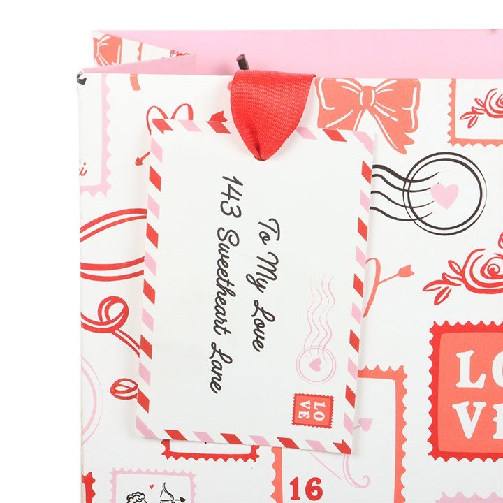 Valentine Postage Stamp Print Gift Bag - Scents & Gifts UK