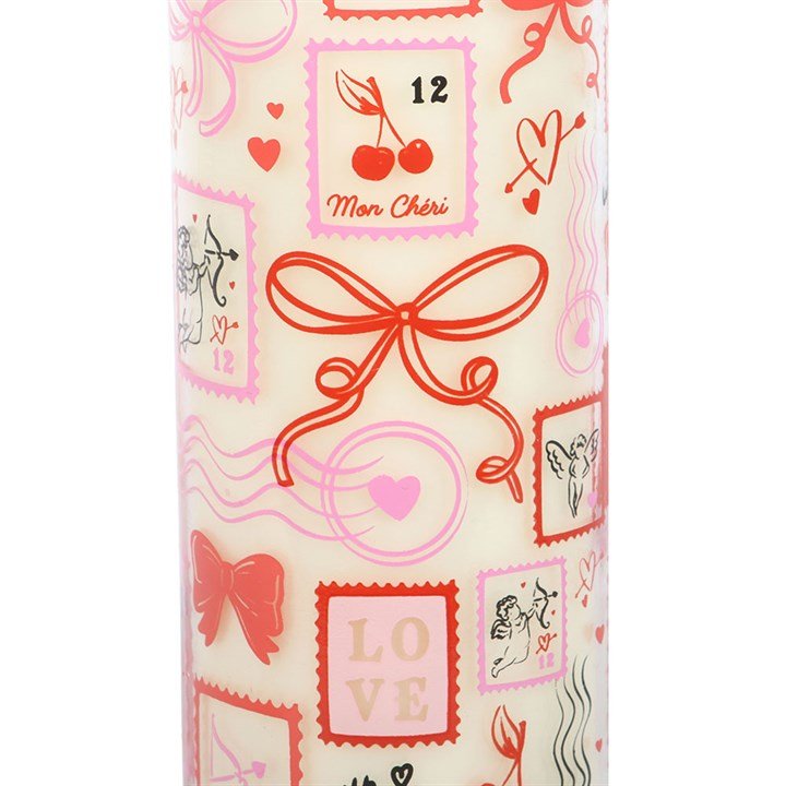 Valentine Postage Stamp Print Sparkling Rose Tube Candle - Scents & Gifts UK