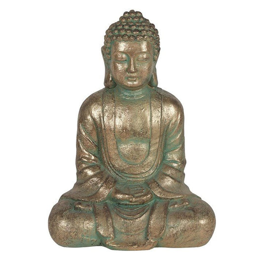 Verdigris Effect 58cm Hands In Lap Sitting Garden Buddha - Scents & Gifts UK