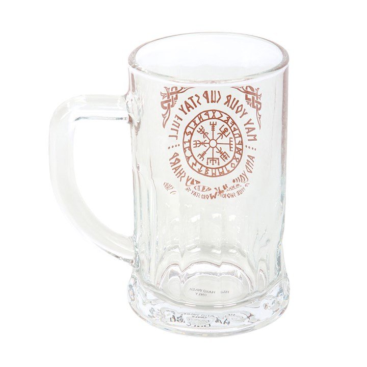 Viking Compass Glass Beer Tankard with Coaster - Scents & Gifts UK