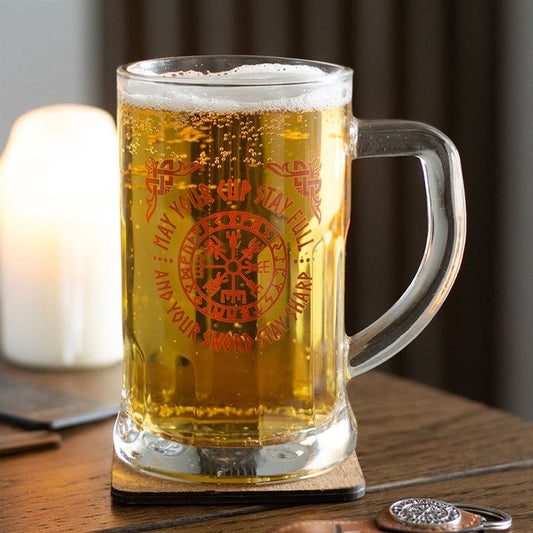 Viking Compass Glass Beer Tankard with Coaster - Scents & Gifts UK