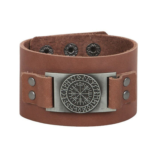 Viking Compass Leather Cuff Bracelet - Scents & Gifts UK