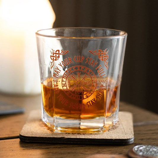 Viking Compass Lowball Drinking Glass with Coaster - Scents & Gifts UK