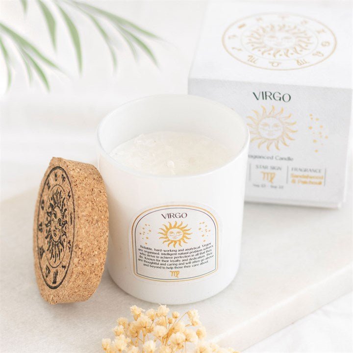 Virgo Sandalwood & Patchouli Gemstone Zodiac Candle - Scents & Gifts UK