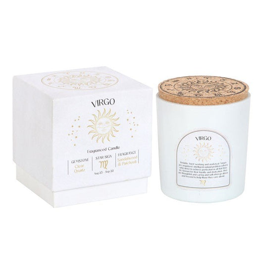 Virgo Sandalwood & Patchouli Gemstone Zodiac Candle - Scents & Gifts UK