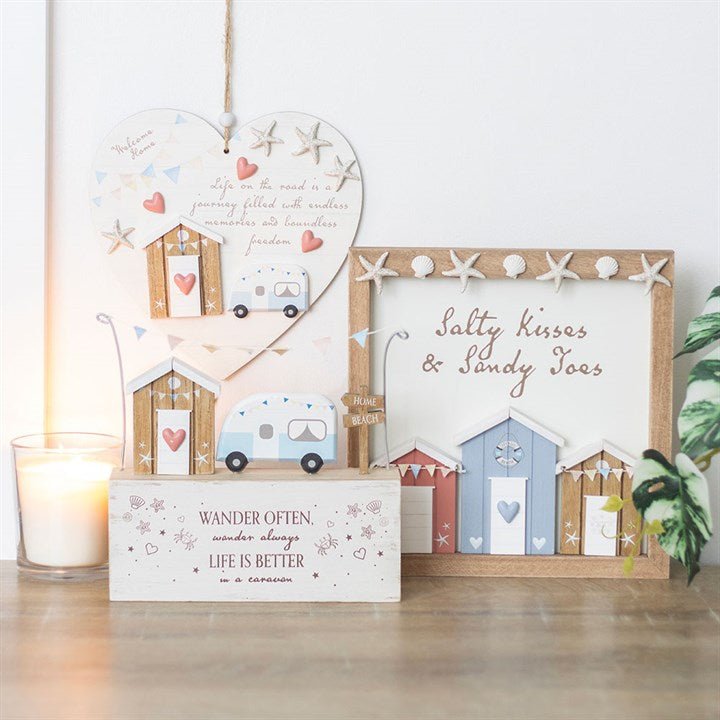 Wander Often Beach Hut Caravan Wooden Ornament - Scents & Gifts UK