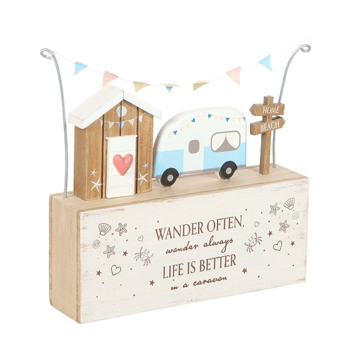Wander Often Beach Hut Caravan Wooden Ornament - Scents & Gifts UK